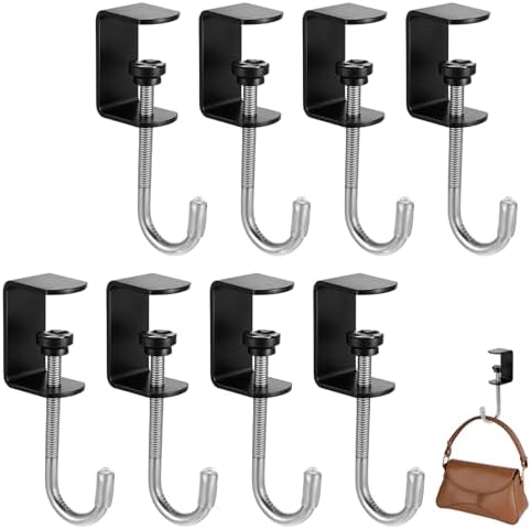 cobee Clamp-On Under Desk Hooks, Desk Mount Hanging Bag Holder Metal Hook by Unknown
