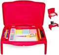 Folding Lap Desk - Foldable Table for Work, Study, Gaming, Arts, Crafts, School - Collapsible Laptop Tray with Storage Compartment - Portable Writing Station for Kids, Adults (Red) by Unknown