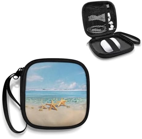Beach Starfish Headphones Carrying Case, Protective Shell Travel Bag for Cable, Charger Storage for Earphone, Earbud, Earpieces Headphone Bag Travel - Image 2