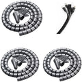 Spiral Cable Wrap with Clip,Dia.25mm Desk Cable Organizer Spiral for Wire Management,4.9Ft Flexible Wire Organizer with Wire Grip- Keep Office Cords Neat, Tangle-Free and Protected,Silver 3 Packs by Fogun