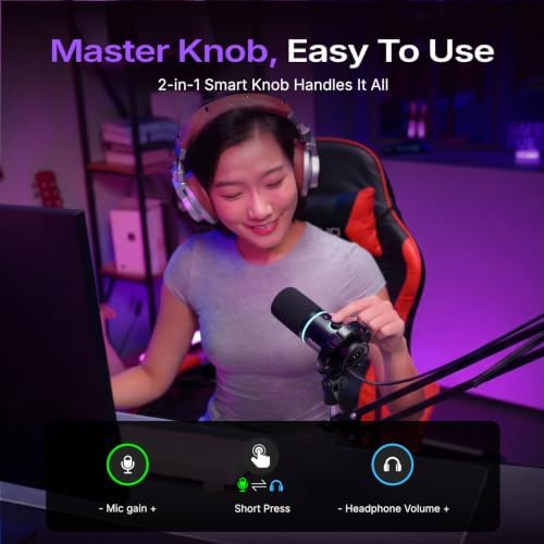 MAONO PD200XS XLR/USB Dynamic Microphone Kit, RGB Gaming Mic with Software - Image 6