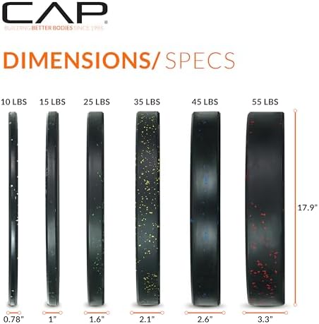 CAP 2-inch Olympic Bumper Plate Weight Set | 100-370 lbs | Multiple Colors | Storage Rack Optional - Image 3