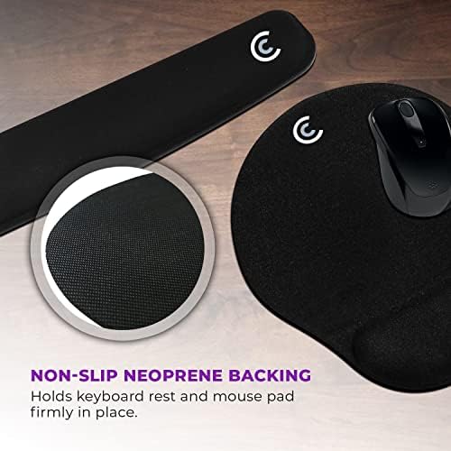 4pc Premium Wrist Rests for Keyboard and Mouse Pad Set - Memory Foam Cushion, Black - Ergonomic Wrists Hand Arm Rest Support for Laptop Computer Desk and Gaming - Carpal Tunnel Syndrome Relief - Image 5