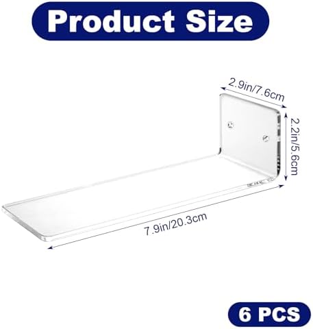 6 Pcs Acrylic Floating Shoe Display Shelves, Clear Wall Mount Levitating Sneaker Shelf for Collection Storage, Maximize Space in Bedroom Hallway Gaming Room - Image 2