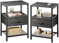 Huuger Nightstand Set of 2, Night Stand with Fabric Drawer, Mesh Shelf by Huuger