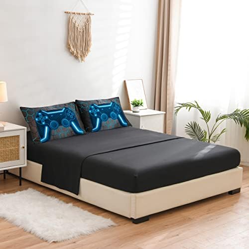 NTBED 5Pcs Full Gamer Comforter Set for Boys Kids Gaming Bedding Sets Blue - Image 2