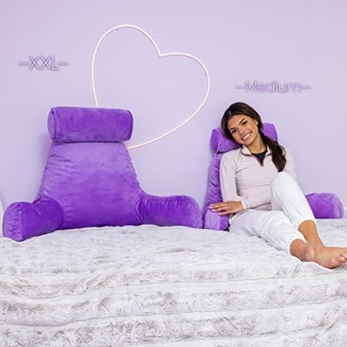 Husband Pillow XXL The Original for Adults - 30" Tall Backrest for Sitting Up in Bed - Firm Support Reading, Bed Rest Pillow for Adults, Neck Roll, Removable Cover - TV - Light Purple - Image 6