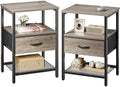 Huuger Nightstand Set of 2, Night Stand with Fabric Drawer, Mesh Shelf by Huuger