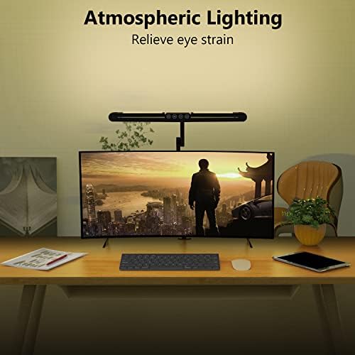 Micomlan Led Desk Lamp with Clamp, Architect Desk Lamp for Home Office with Atmosphere Lighting, 24W Ultra Bright Auto Dimming Computer Light Stepless Dimming and Tempering LED Table Light - Image 4