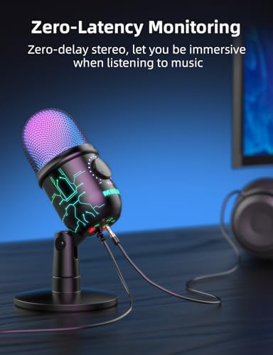 MRSDY USB Gaming Microphone for PC with Noise Reduction, Mute, Gain, RGB - Image 6
