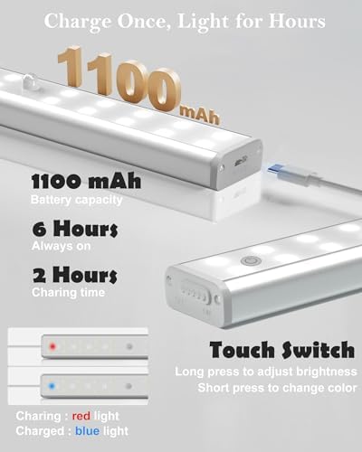 Under Cabinet Lighting Rechargeable 48-LED Wireless Under Cabinet Lights Remote, Kitchen Counter Lights Closet Lights RGB Perfect for Indoor Pantry Display Shelf 15 Color Changing(6 Packs) - Image 4