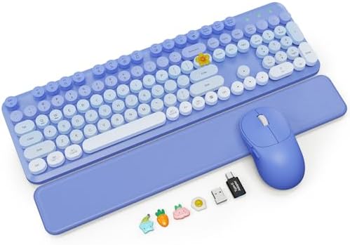Wireless Keyboard and Mouse Combo, Magnetic Soft-Touch Wrist Rest, Purple by SABLUTE