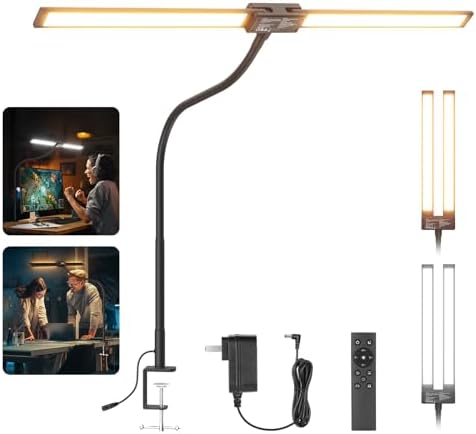 NEEWER Entry Level Version 32" LED Light with Clamp for Desk Home Office Dorm Designer Drafting, 20W Dual Computer Monitor Architect Lamp Bar, Flexible Overhead 2200lux/Remote/5 Modes CRI80+, N21 by Neewer