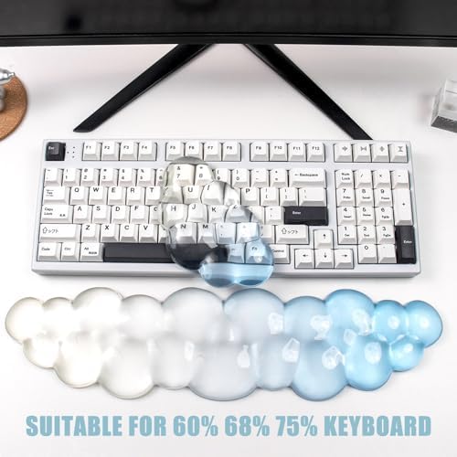 Gel Keyboard and Mouse Wrist Rest, Cloud Wrist Pad for Computer Keyboard | Blue Wrist support for Keyboard 60%/68%/75%,Cloud Wrist Rest,Keyboard Cushion, Comfort & Support for Typing and Gaming - Image 3