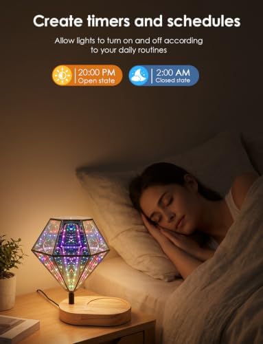 Infinity Mirror Diamond Lamp, RGB Ambient lighting with APP & Remote - Image 3