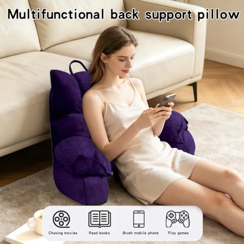 Reading Pillow for Bed with Arms, Back Support, Memory Foam（Grape, Large） - Image 6