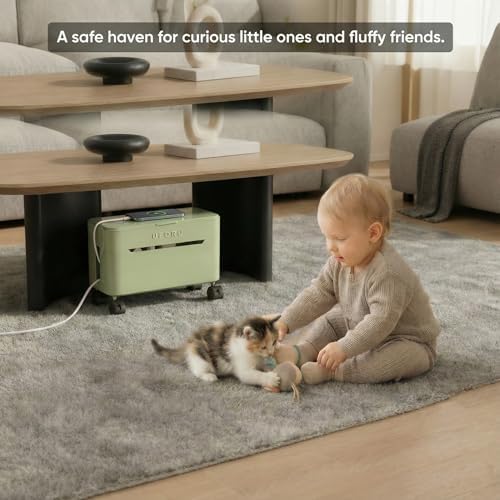 2-Tier Rolling Cable Management Box with Wheels (Large) – Mobile Power Strip Hider & Cord Organizer – Under Desk Wire Concealer & Charging Station Organizer – Baby & Pet Proof Safety (Cream White) - Image 4