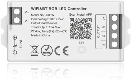BTF-LIGHTING C03W WiFi Controller for 4pin SMD COB RGB(+ R G B) LED Strip by BTF-LIGHTING