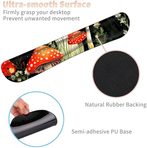 Keyboard Wrist Rest and Mouse Pad Wrist Support Set with Coasters,Ergonomic Gaming Mousepad for Home Office Working Studying Easy Typing & Pain Relief,Cute Forest Mushroom - Image 4