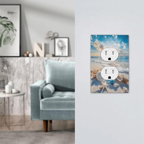 Outlet Covers Beach Starfish Seashell Decorative 1 Gang Duplex Light Switch Cover Plate Single Electrical Receptacle Wall Plate Summer Sea Ocean Plug Switchplate Faceplate Bedroom Decor - Image 7