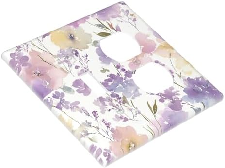 Decorative Outlet Covers Purple Floral Watercolor Wildflower 2 Gang Combination 1 Toggle/1 Duplex Light Switch Cover Gfci Wall Plate Electrical Receptacle Switchplate for Bedroom Decor - Image 3