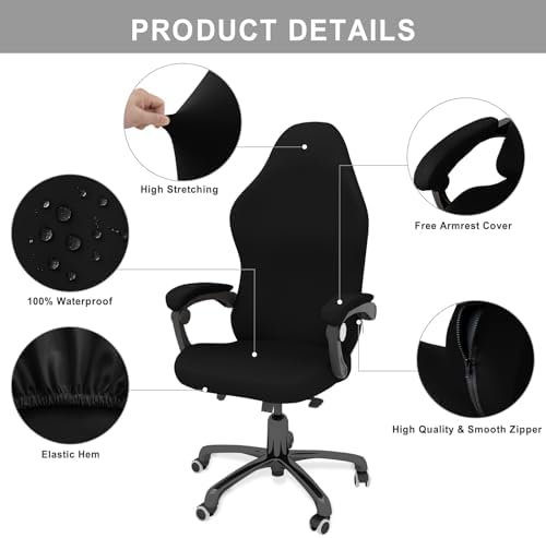 Gaming Chair Cover Game Chair Cover for Reclining Rotating Chair, Black | Waterproof, Cat Scratch Proof, Stretch with Amrest, Breathable, Anti-Scratch, Pet-Resistant,For Big Tall High Back Chairs - Image 5
