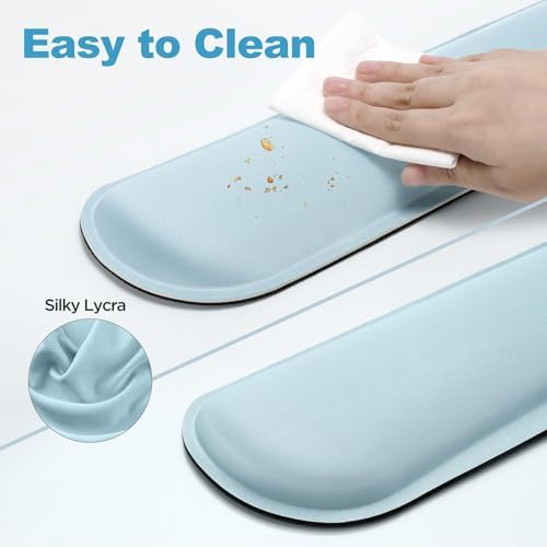 Gimars Upgrade Enlarge Gel Memory Foam Set Keyboard Wrist Rest Pad, Mouse Wrist Cushion Support for Office, Computer, Laptop, Mac, Comfortable, Lightweight for Easy Typing Pain Relief,Sky Blue - Image 5
