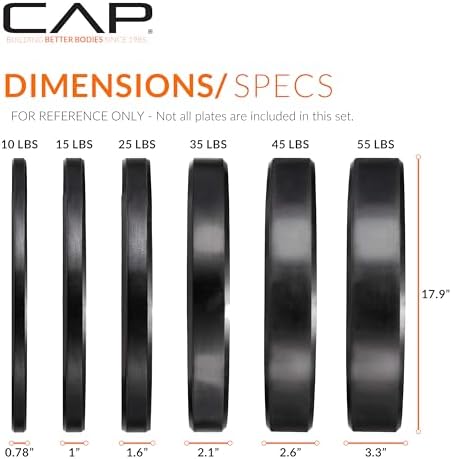 CAP 2-inch Olympic Bumper Plate Weight Set | 100-370 lbs | Multiple Colors | Storage Rack Optional - Image 5