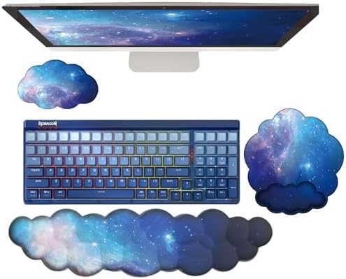 Cloud Wrist Rest Keyboard Galaxy Mouse Pad with Wrist Rest Ergonomic Space Wrist Pad Memory Foam Non-Slip Wrist Pad Support for Computer Laptop Gaming Home Office Relief Typing Pain Gradient Blue by WFCYGL
