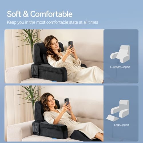 Kayfia Reading Pillow, Gel Memory Foam Back Rest Pillow, 21'', Black - Image 2