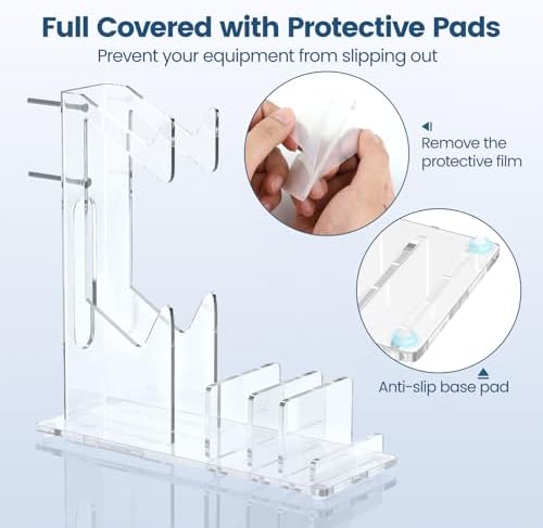 Kzlaonef Acrylic Game Console Shelf for PS5/Xbox/Switch | Desk Organizer with Headset & Controller Holder | Modern Gaming Accessory Storage - Image 3