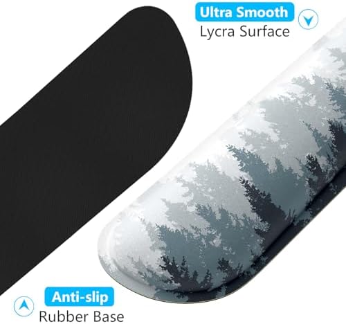 Dapesuom Enlarge Keyboard Wrist Rest, Memory Foam Wrist Cushion for Desk Mats Support, Typing Pain Relief Keyboard Mouse Pad Rests Set with Non-Slip Base for Gaming Laptop Computer, Watercolor Forest - Image 5