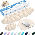 Cloud Wrist Rest Keyboard Cushion and Cloud Mouse Pad, Beige | 4-in-1 Ergonomic Cloud Keyboard Wrist Rest Set, Memory Foam, Arm Support for Palm, Cute Desk Accessory for PC Gaming Setup by Unknown