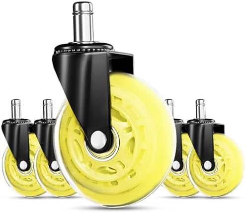 RidRed Gaming Chair Wheels - Heavy-Duty Office Chair Wheels - Replacement Rubber Casters- Universal Fit 3 Inch Chair Casters, Noise Free, Fits 98% Chair, for All Floor by RidRed