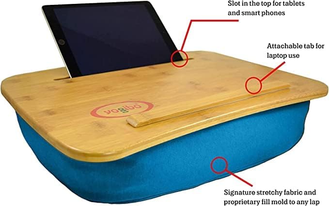 Yogibo Traybo 2.0 Lap Desk, Bamboo Top Lap Desk With Pillow for Laptop Built in Slot for Tablet or Phone, Lap Pad for Working, Reading, Writing, Lap Board, Turquoise - Image 6