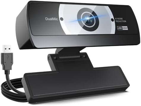 4K Webcam for PC - 4K Ultra HD Computer Camera with PDAF Autofocus, AI Noise-Canceling Mic, USB Plug & Play, 80° FOV & Auto Lighting Correction for Laptop & Desktop (Social Streaming Video Call​)​ by XOCLON