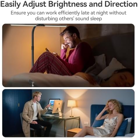 LED Desk Lamp for Home Office - 24W Eye-Caring Architect Clamp Light for Dual Monitors, Bright Task Light with USB Port, Touch Dimming, 5 Colors & 50 Modes, Flexible Gooseneck for Read, Study, Craft - Image 4