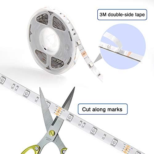 phopollo 5050 LED Strip Lights, 25ft Led Lights for Bedroom with 44 Keys IR Remote Controller and 12V Power Supply - Image 4