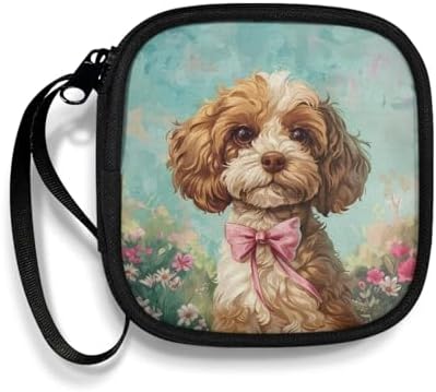 Cute Teddy Dog Portable Wireless Headphone Case, Earphone Storage Bag Carrying Case, Earbud Holder with Handle Gifts for Girls Boys by Unknown
