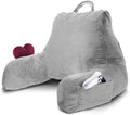Nestl Reading Pillow for Bed, Back Pillow for Sitting Up in Bed, Light Grey | 14” Backrest Pillow for Teens & Kids, Adjustable Support, Shredded Memory Foam Fill, OEKO-TEX, Use for Couch, Sofa, and Floor by Nestl