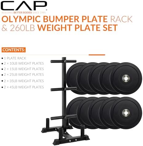 CAP 2-inch Olympic Bumper Plate Weight Set | 100-370 lbs | Multiple Colors | Storage Rack Optional - Image 2