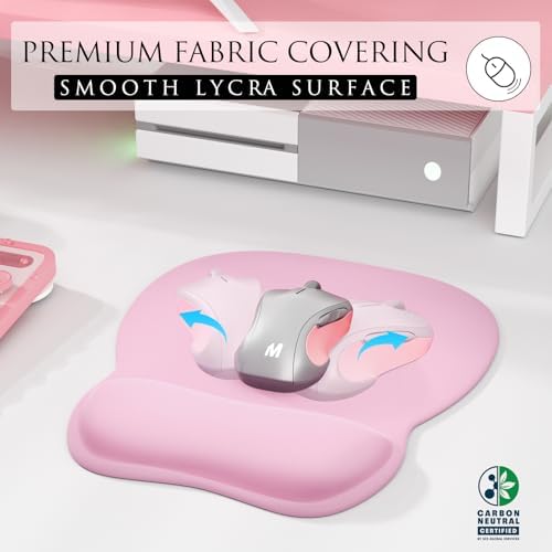 MROCO Ergonomic Mouse Pad with Gel Wrist Rest, 9.4 x 8.1 in, Pale Pink - Image 2