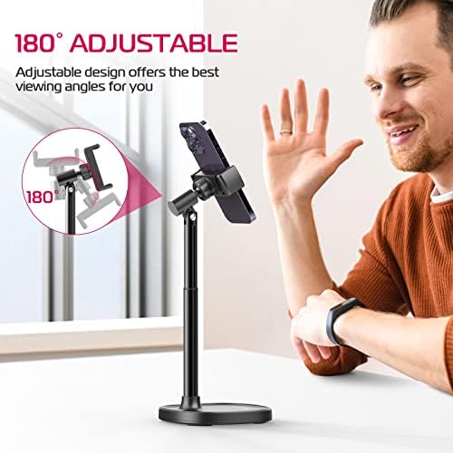 ULANZI Cell Phone Stand Mount for Desk, Vijim HP004 Adjustable Height & Angle Phone Holder, 360 Degree Rotating Desktop Phone Stand Compatible with iPhone, Samsung and All Phones - Image 3