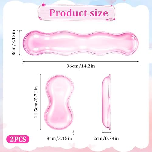 Ergonomic Gel Wrist Rest Set Anti Slip Silicone Keyboard and Mouse Pad Clear Pink Keyboard Support for Office Typing or Gaming, Relieve Wrist Pain - Image 2