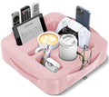Couch Cup Holder Pillow, Sofa and Bed Caddy for iPad, Kindle, Switch, Game Controller, Remotes, Phones, Small-Sized Cup and Drink Holder for Couch, Bed, Desk, Car, Beach, Bathroom Cup Holder, Pink by Unknown
