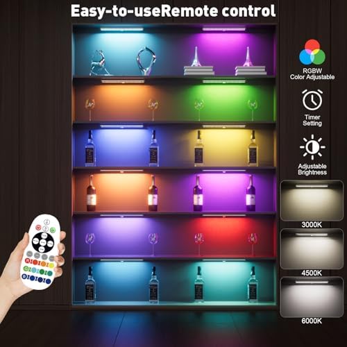 Under Cabinet Lighting Wireless,58 LED Motion Sensor Light Indoor Night Lights with Remote,Rechargeable RGB Under Cabinet Lights Bar,Dimmable Under Counter Lighting for Kitchen,Shelf(3Pack) - Image 4