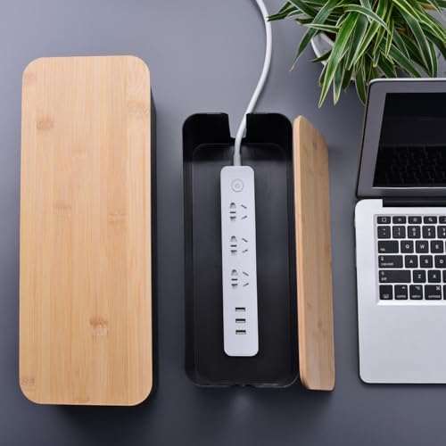 2Pack Cable Management Box,Wooden Style Cord Organizer Cord Hide Box - Image 7