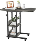 Armocity Height Adjustable Side Table, 32 Inch C Shaped End Table with Storage, Portable Mobile Rolling Sofa Side Table with Wheels for Living Room Bedroom, Grey by Armocity