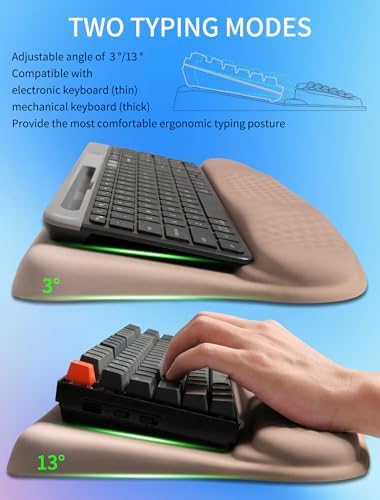 Ergonomic Wave Wrist Rest with Keyboard Stand, Cushioned Palm Rest, Comfortable Integrated Memory Foam for Natural Typing and Relieve Wrist Pain, Gradient Sand Color - Image 2