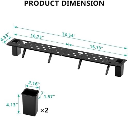 WALI Soundbar Mount, No Drilling TV Top Shelf with 2 Storage Boxes, Floating Monitor Shelves for Router, Cable Box, Game Console Storage, TV Remote Holder, Up to 5.5Lbs, 17.3"x4.3"(TSH004-2B), Black - Image 2